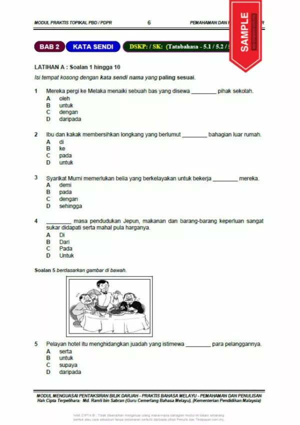 Soalan Latihan BM PBD dan PDPR Tahun 4-6