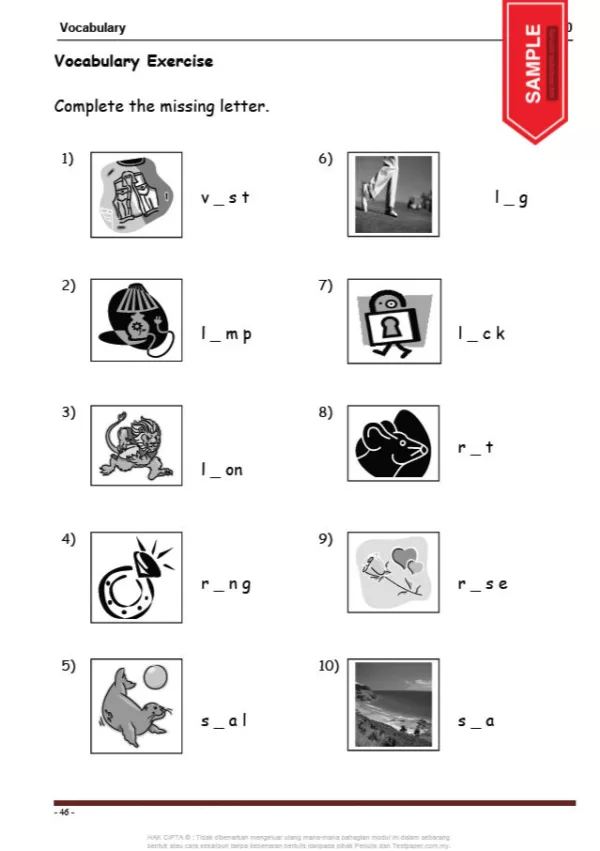 Soalan Latihan English Grammar Tahun 1