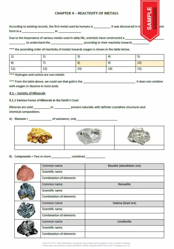 Soalan Latihan Sains Topikal Tingkatan 3 English