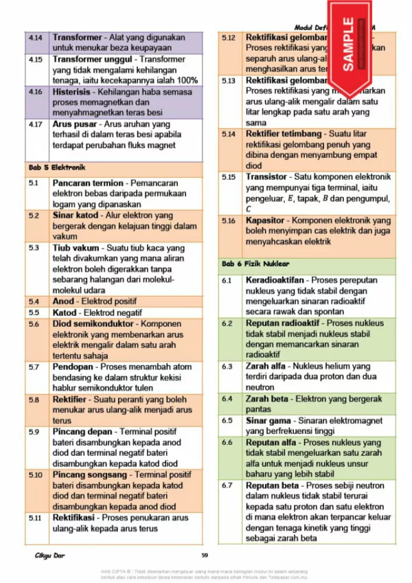 Nota Definisi Fizik dan Nota Senarai Rumus SPM