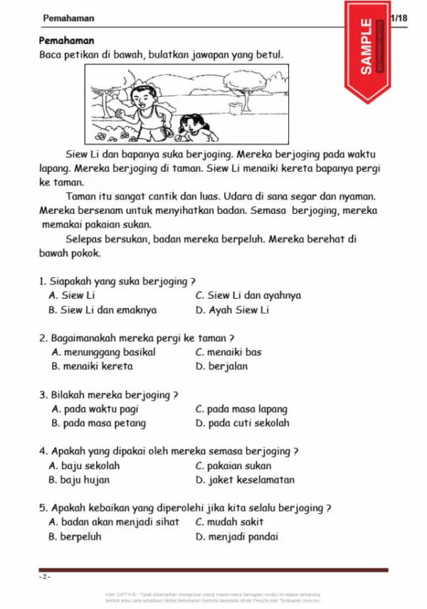 Soalan Latihan Bahasa Melayu Tahun 1