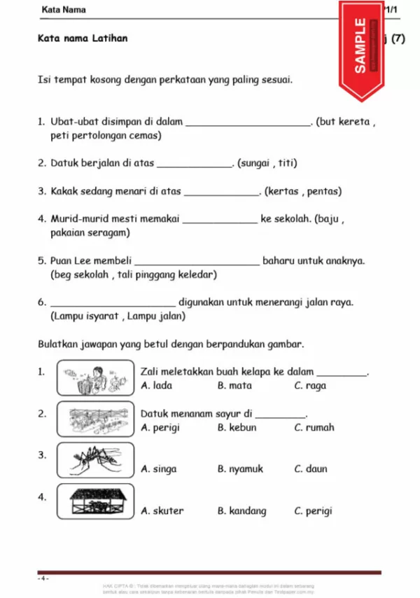 Soalan Latihan Bahasa Melayu Tahun 1