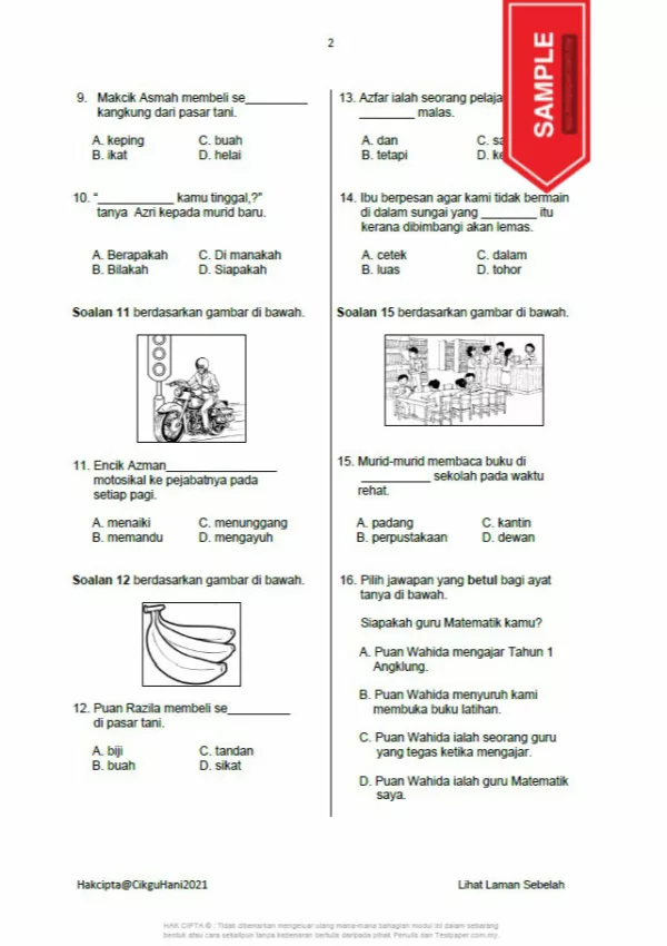 Soalan Ujian PBD Akhir Tahun 1 2021