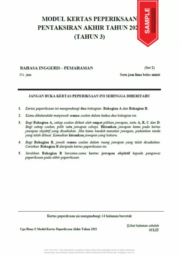 Soalan Ujian PBD Akhir Tahun Tahun 3 2021