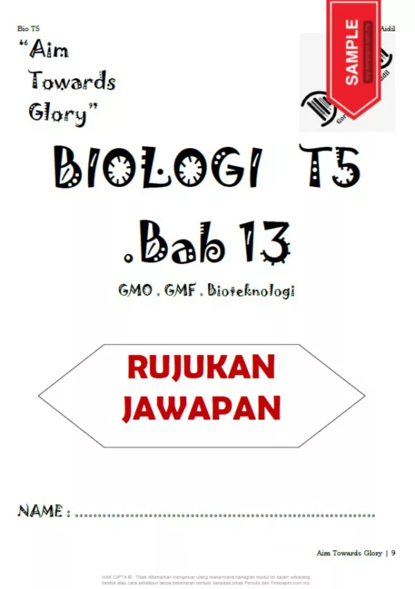 Soalan Latihan Biologi Tingkatan 5 Bab 11-13 DLP