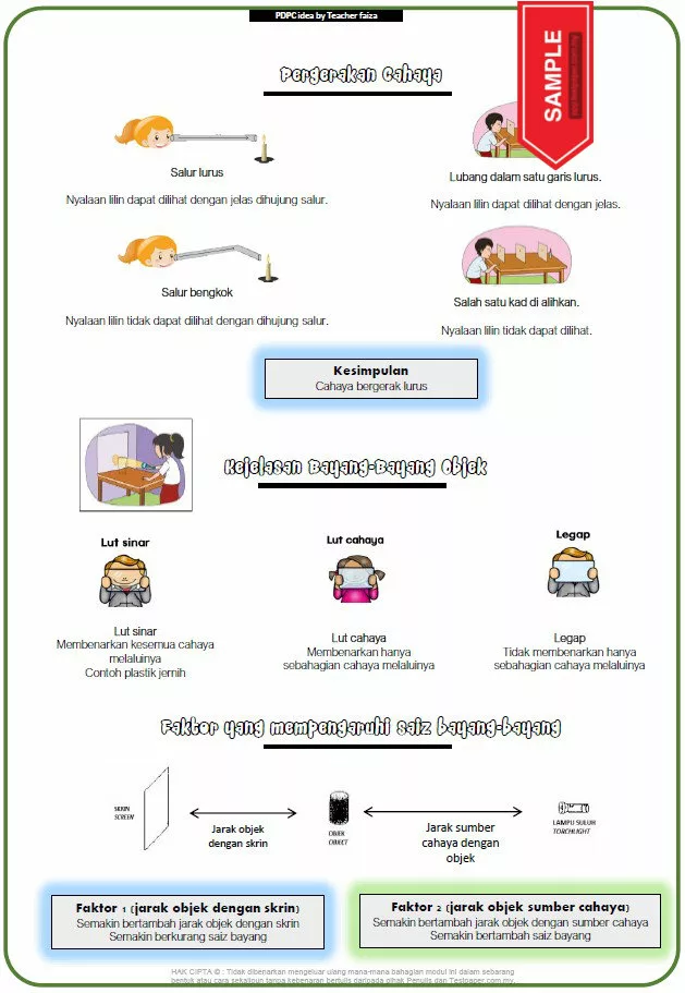 Nota PDPR Sains Bab Cahaya Tahun 4