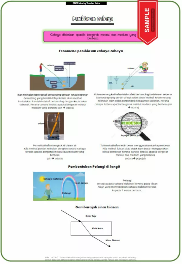 Nota PDPR Sains Bab Cahaya Tahun 4
