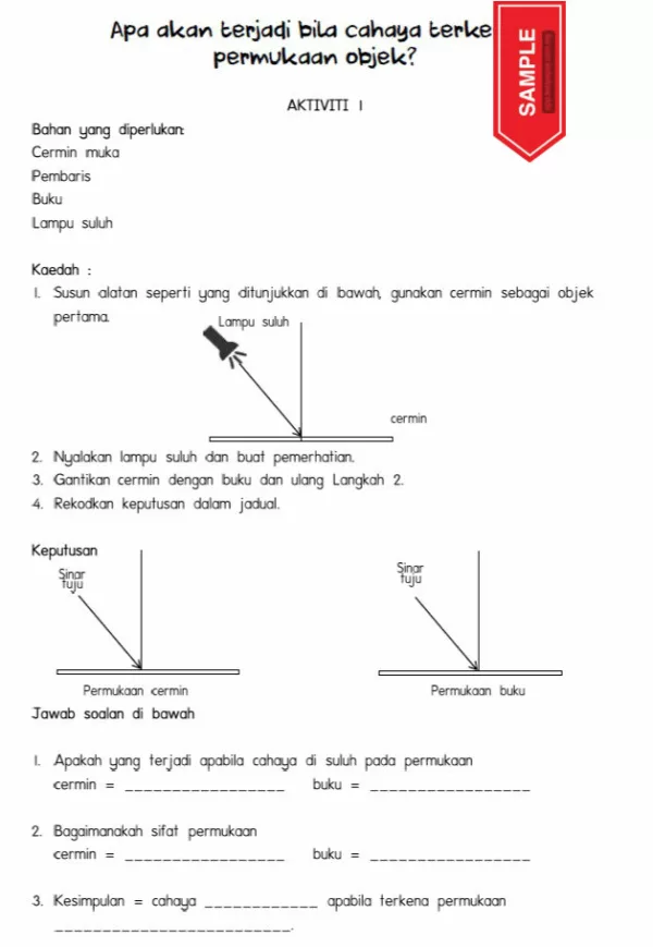 Nota PDPR Sains Bab Cahaya Tahun 4