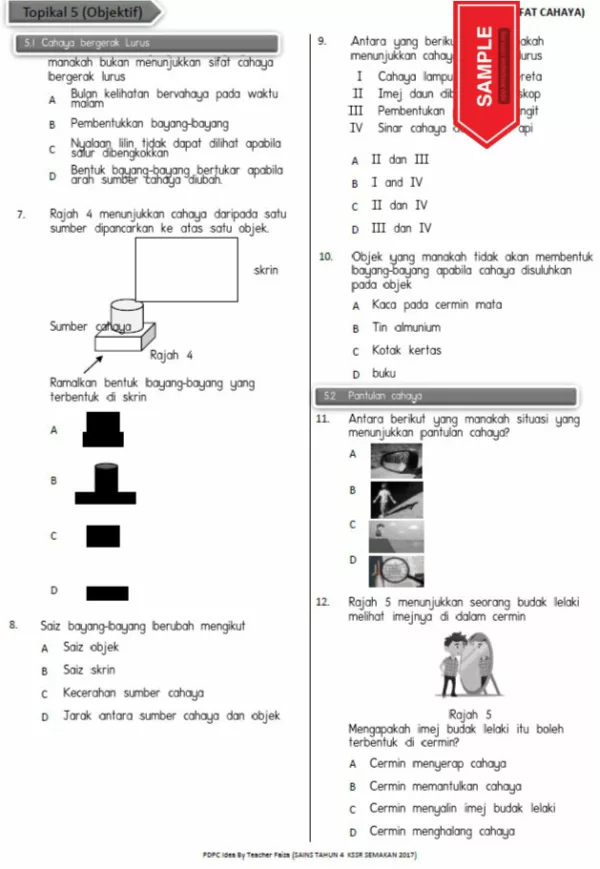 Nota PDPR Sains Bab Cahaya Tahun 4