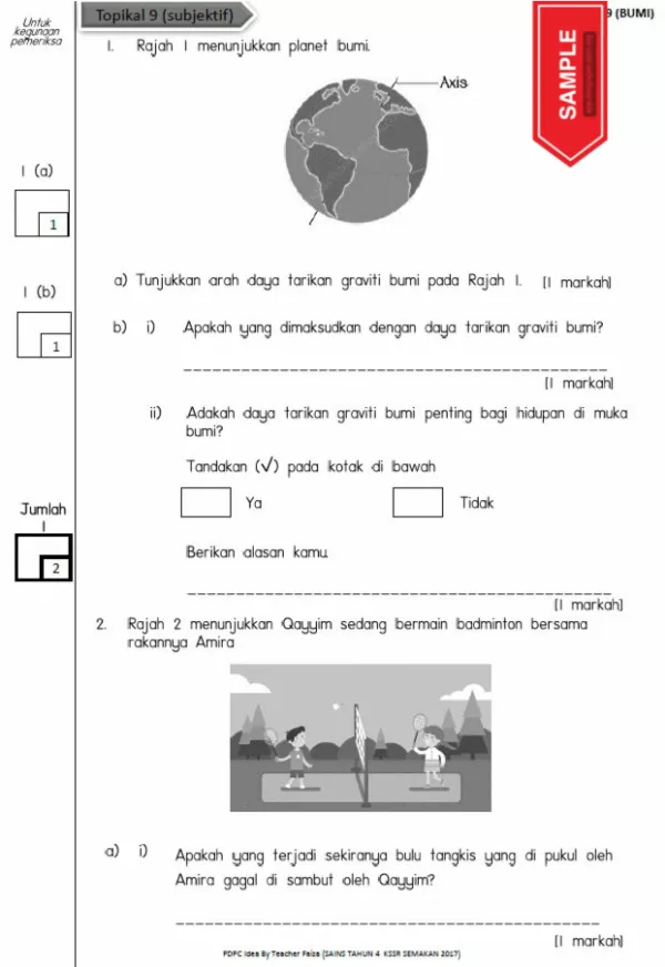 Nota dan Soalan Latihan Sains Tahun 4 Bab Bumi PDPR