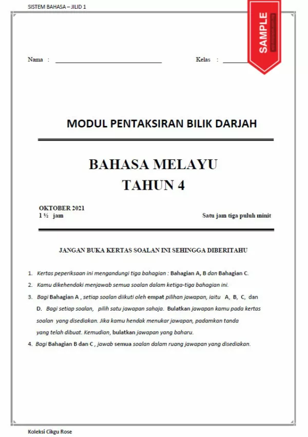 Soalan Latihan BM Tahap 2 PBD 2021