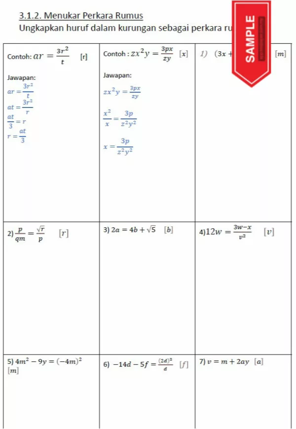 Soalan Latihan Matematik 13 Bab Tingkatan 2 KSSM