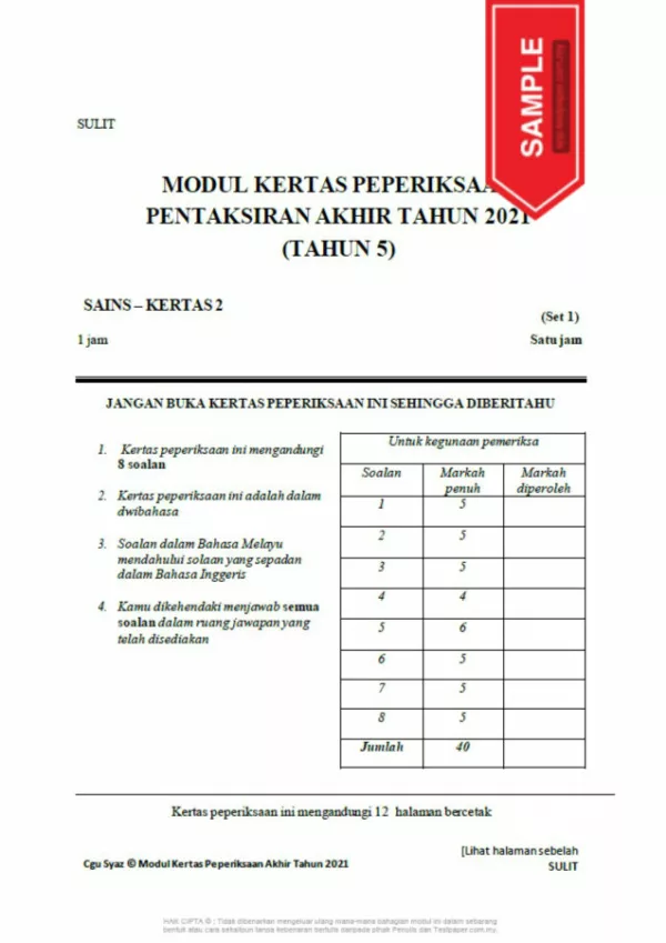 Download Himpunan Soalan Ujian Akhir Tahun Sains Tahap 2 2021 yang Awesome