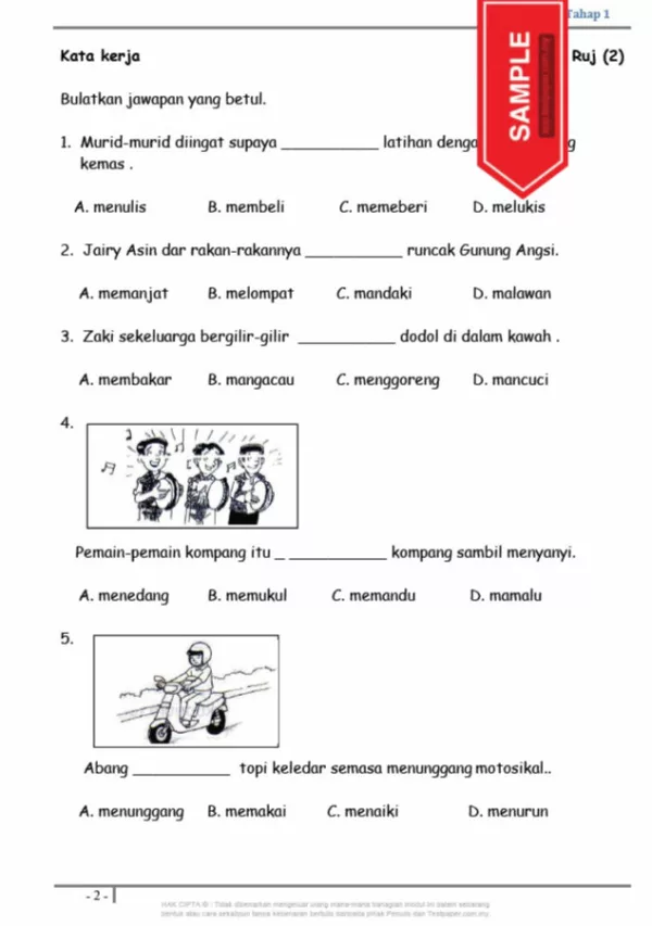 Bahan Soalan Latihan Tatabahasa BM Tahap 1 yang Awesome