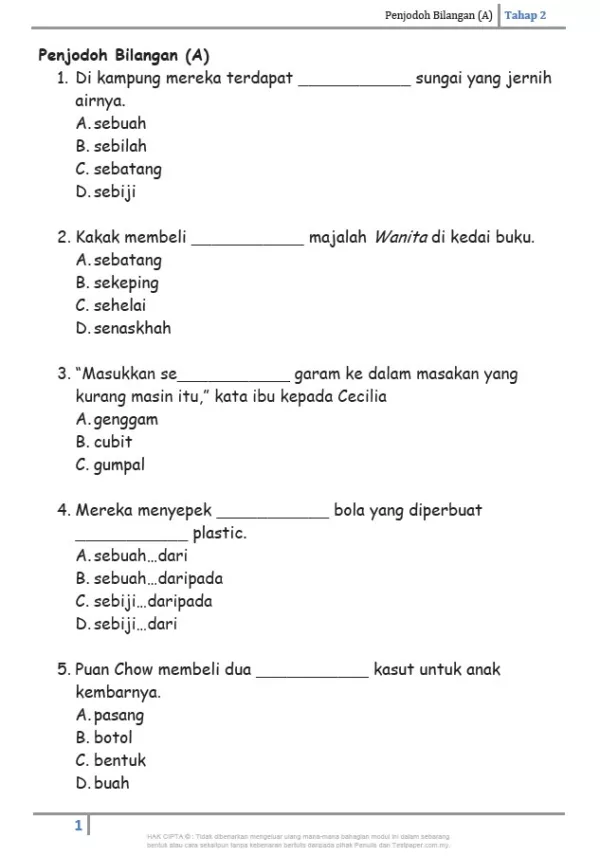 860 Soalan Latihan Tatabahasa BM Tahap 2