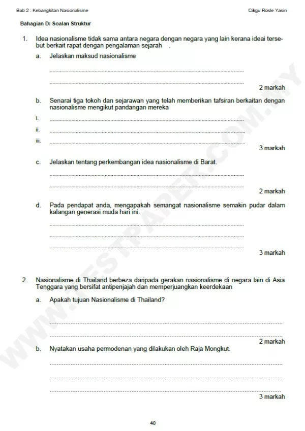 Soalan Latihan Sejarah Tingkatan 4 KSSM