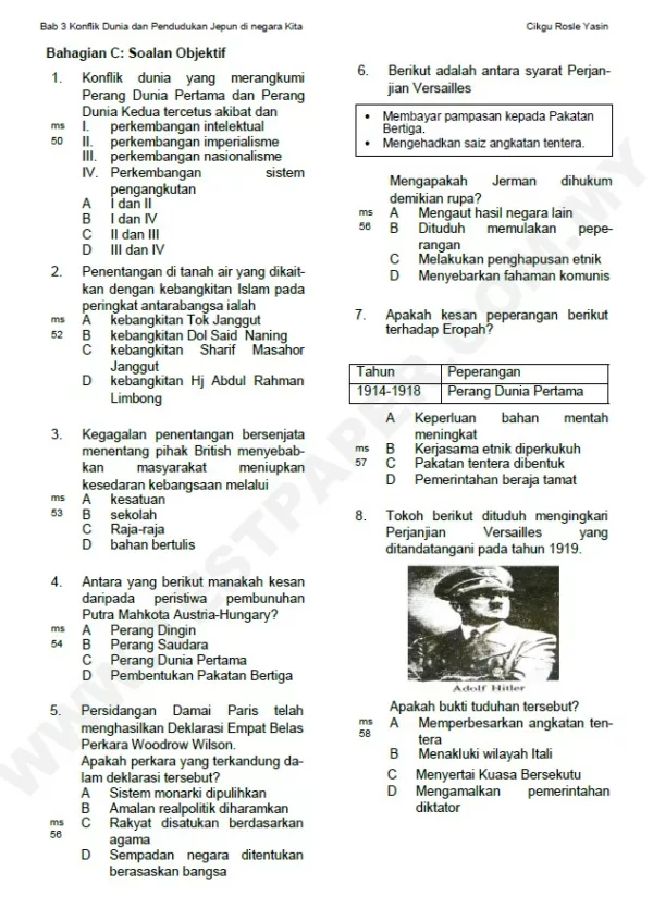 Soalan Latihan Sejarah Tingkatan 4 KSSM