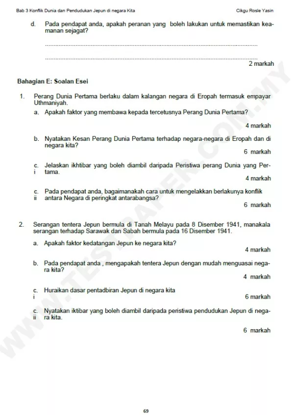 Soalan Latihan Sejarah Tingkatan 4 KSSM