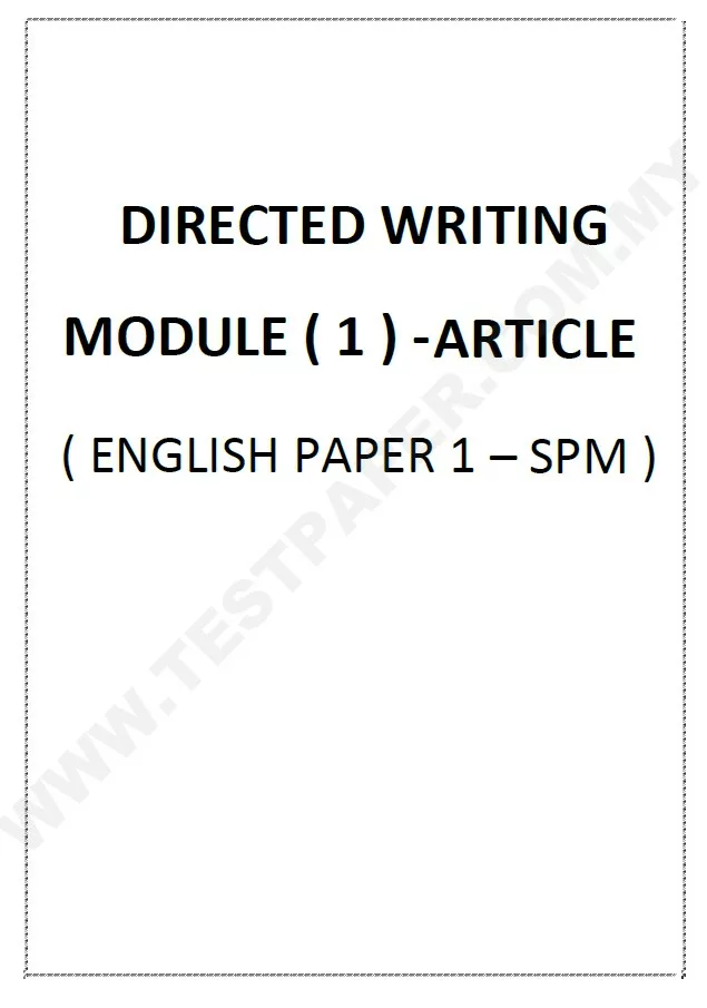 Latihan Writing Bahasa Inggeris Ramalan SPM 2020