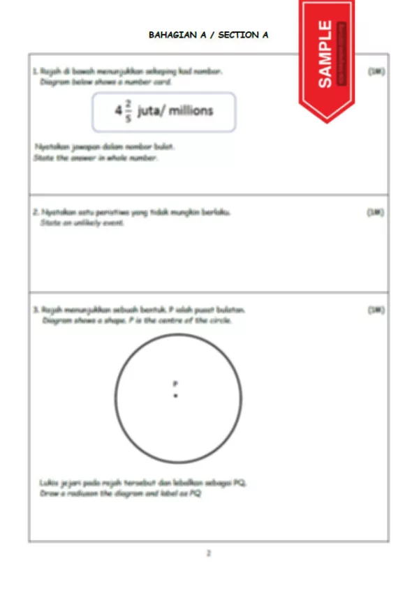 Soalan Ujian Akhir Tahun Matematik Tahun 6 UASA