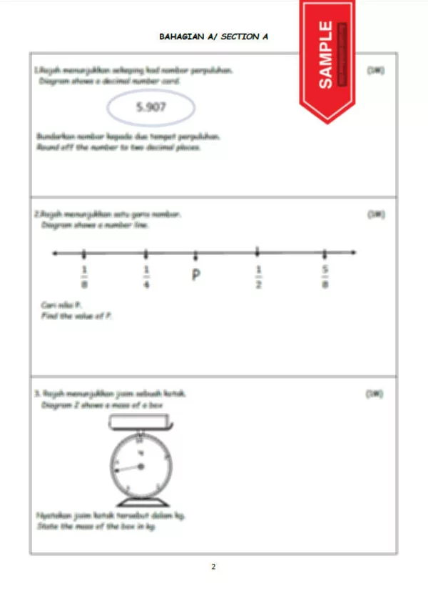 Soalan Ujian Akhir Tahun Matematik Tahun 5 UASA