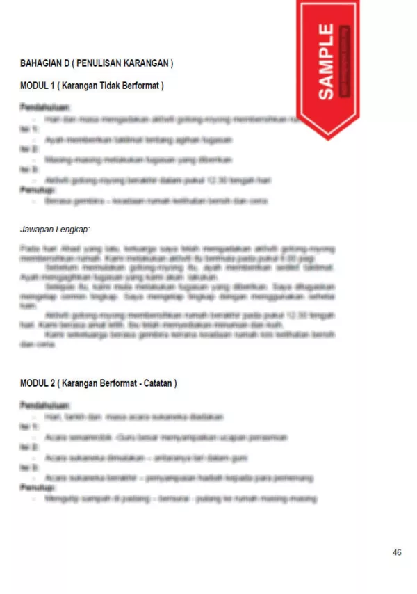 Soalan Latihan UASA Bahasa Melayu Tahap 2