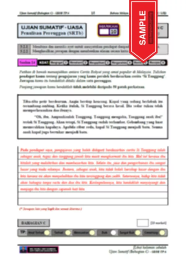 Soalan Latihan Bahasa Melayu Bahagian C Tahap 2 UASA