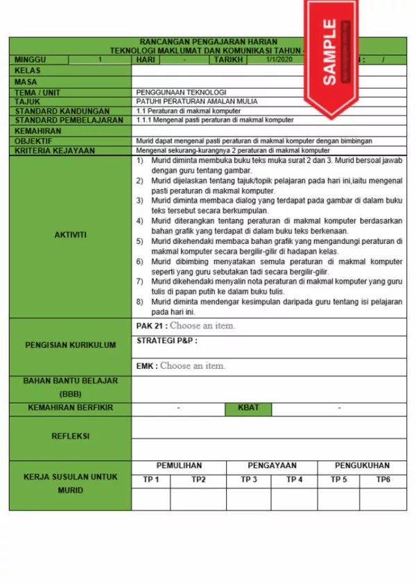 RPH dan RPT PPKI Teknologi Maklumat dan Komunikasi Tahun 4 TS25