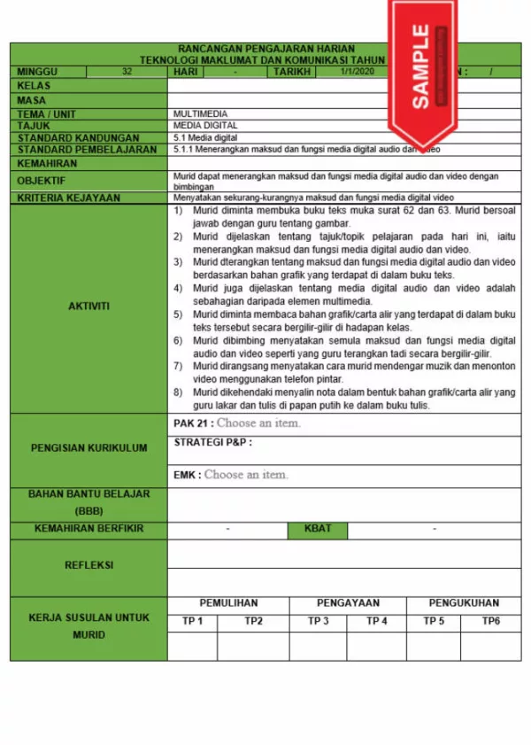 RPH dan RPT PPKI Teknologi Maklumat dan Komunikasi Tahun 4 TS25