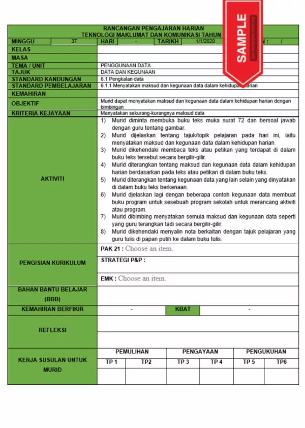 RPH dan RPT PPKI Teknologi Maklumat dan Komunikasi Tahun 4 TS25