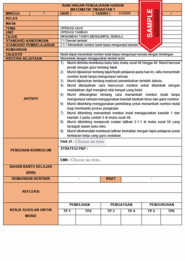 RPH dan RPT PPKI Matematik Tingkatan 1