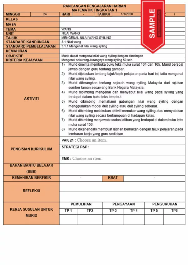 RPH dan RPT PPKI Matematik Tingkatan 1