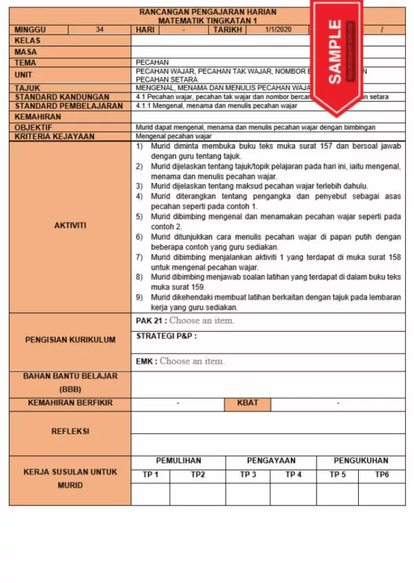 RPH dan RPT PPKI Matematik Tingkatan 1