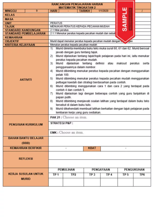 RPH dan RPT PPKI Matematik Tingkatan 2