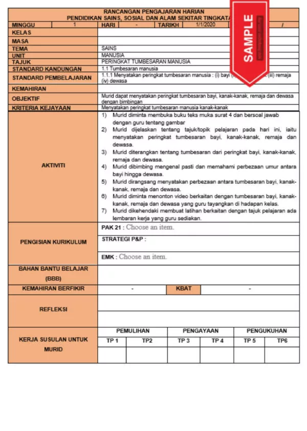 RPH dan RPT PPKI Pendidikan Sains Sosial dan Alam Sekitar Tingkatan 2