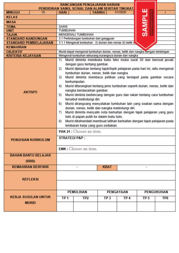 RPH dan RPT PPKI Pendidikan Sains Sosial dan Alam Sekitar Tingkatan 2