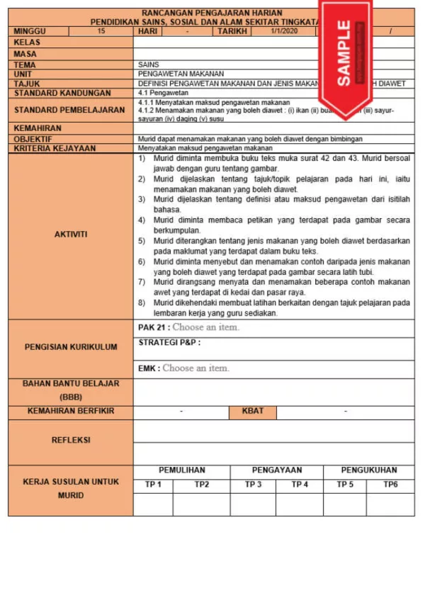 RPH dan RPT PPKI Pendidikan Sains Sosial dan Alam Sekitar Tingkatan 2