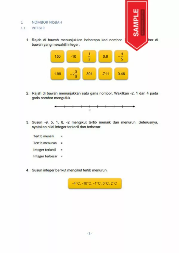 Soalan Latihan Matematik Bab 1-4 Tingkatan 1