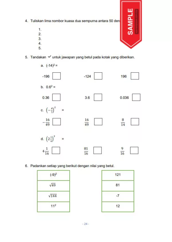 Soalan Latihan Matematik Bab 1-4 Tingkatan 1