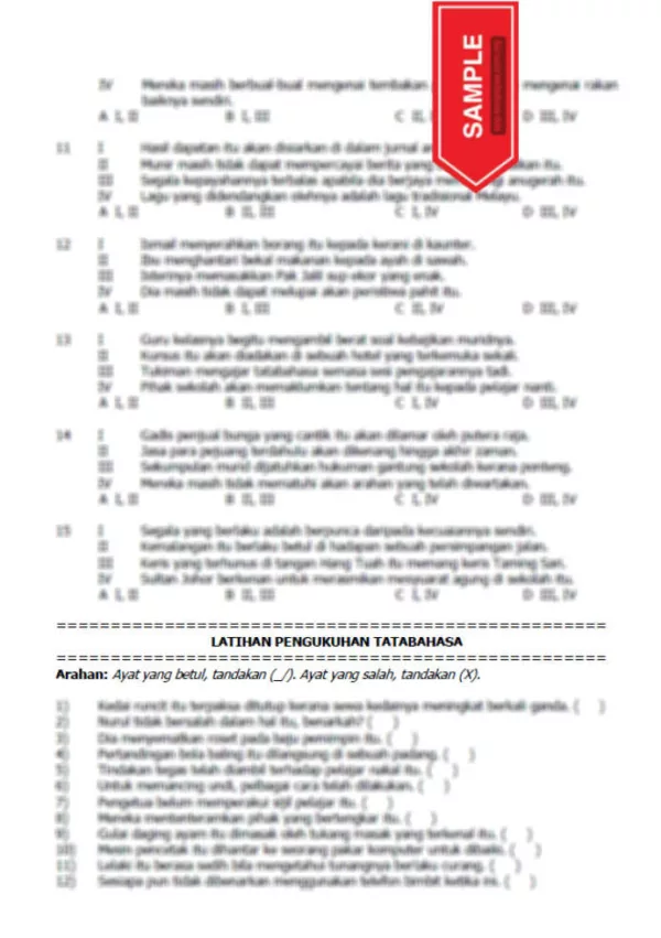 Nota dan Latihan Bengkel Pemantapan Tatabahasa