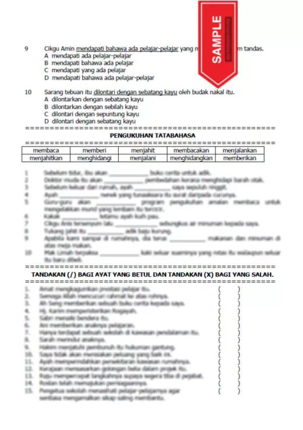 Nota dan Latihan Bengkel Pemantapan Tatabahasa