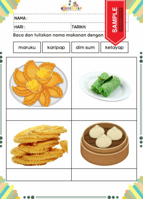 BBM Lembaran Kerja Prasekolah Tema Makanan dan Permainan Tradisional