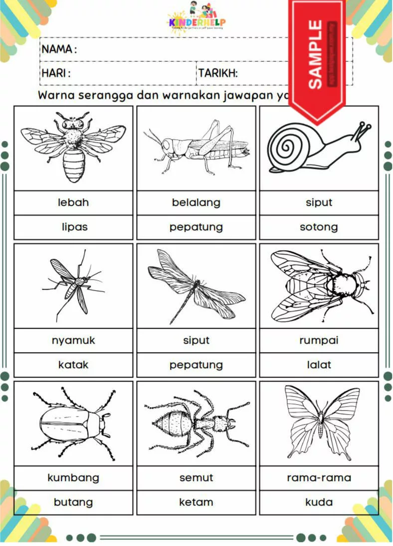 BBM Lembaran Kerja Prasekolah Tema Sayur dan Tumbuhan