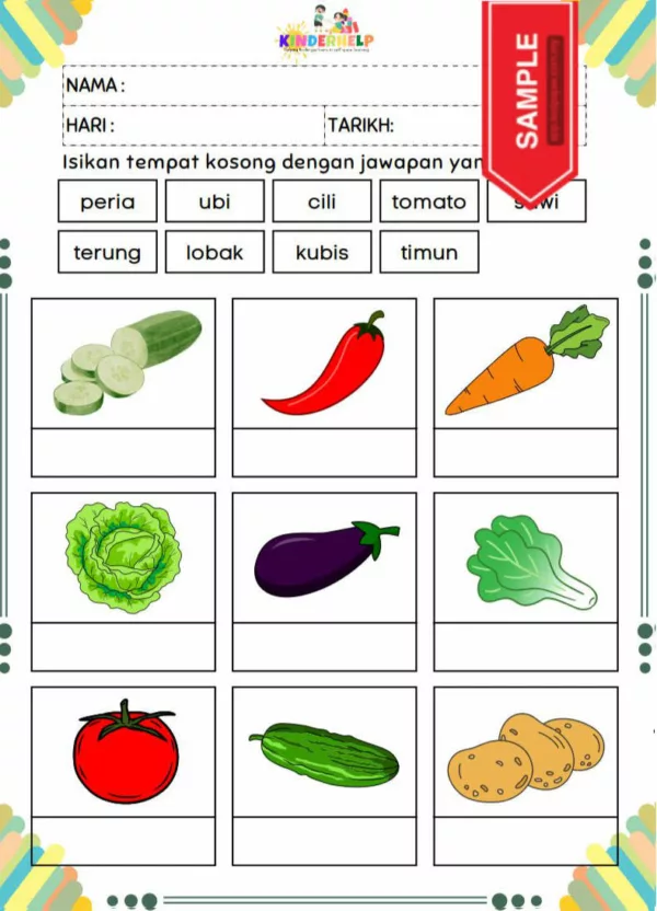 BBM Lembaran Kerja Prasekolah Tema Sayur dan Tumbuhan