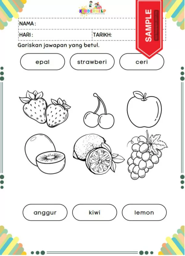 BBM Lembaran Kerja Prasekolah Tema Buah-Buahan