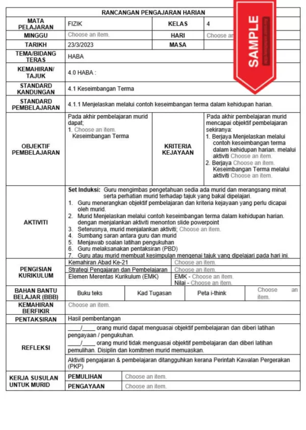 RPH Fizik Tingkatan 4 KSSM