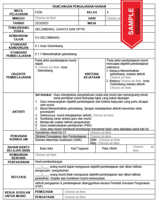 RPH Fizik Tingkatan 4 KSSM