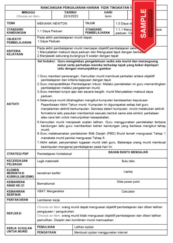 RPH Fizik Tingkatan 5 KSSM