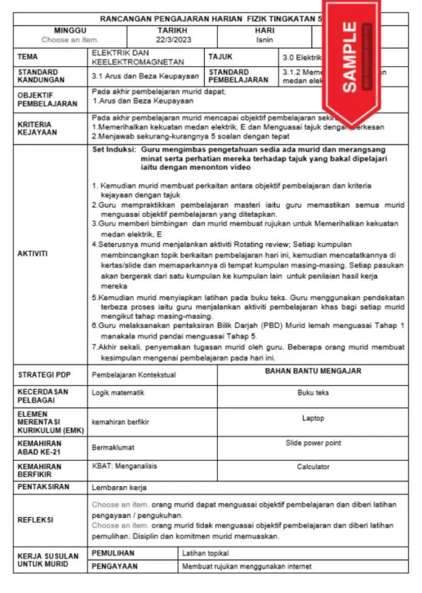 RPH Fizik Tingkatan 5 KSSM