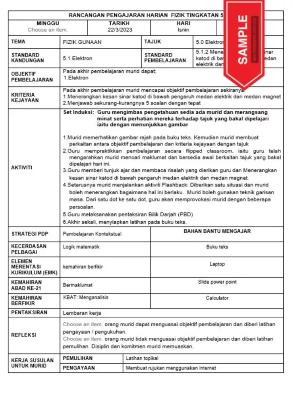 RPH Fizik Tingkatan 5 KSSM